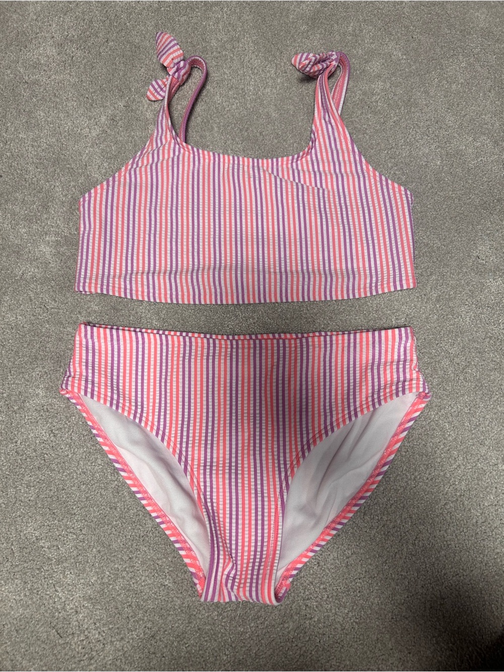 Cat & Jack Pink and Purple Striped Girls Two-Piece Swim Set
